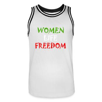 Women life freedom - Maillot de basket Homme - blanc/noir - Devant - AI Model Male 185 dark (185cm)