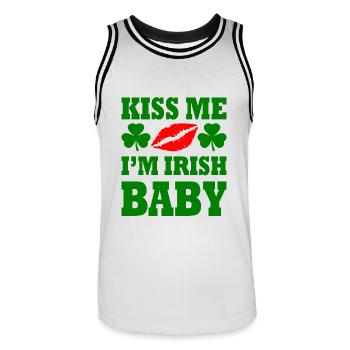 kiss me im irish baby - Men's Basketball Jersey - white/black - Front - AI Model Male 185 dark (185cm)
