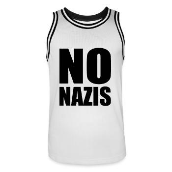 No nazis - Maillot de basket Homme - blanc/noir - Devant - AI Model Male 185 dark (185cm)