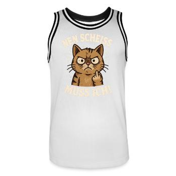 Nen Scheiss Muss Ich Katze - Männer Basketball-Trikot - Weiß/Schwarz - Vorne - AI Model Male 185 dark (185cm)