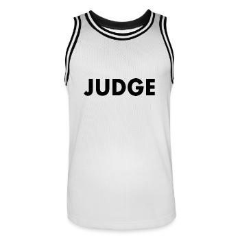 Judge - Männer Basketball-Trikot - Weiß/Schwarz - Vorne - AI Model Male 185 dark (185cm)