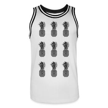 AD Pineapple Pattern Mono - Männer Basketball-Trikot - Weiß/Schwarz - Vorne - AI Model Male 185 dark (185cm)