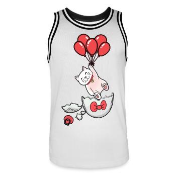 Chat Naissance Coquille D’oeuf Ballons Enfants Bébé - Maillot de basket Homme - blanc/noir - Devant - AI Model Male 185 dark (185cm)