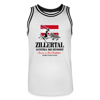 Zillertal Apline Ski - Austria - Österreich - Männer Basketball-Trikot - Weiß/Schwarz - Vorne - AI Model Male 185 dark (185cm)