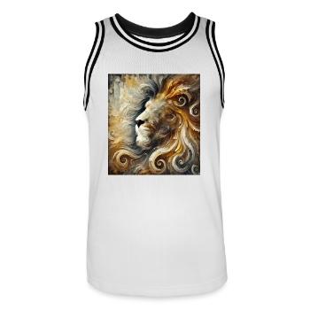 Abstract Lion - Men's Basketball Jersey - white/black - Front - AI Model Male 185 dark (185cm)