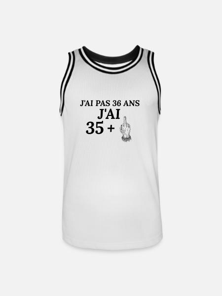 J'ai pas 36 ans j'ai 35+ - Maillot de basket Homme - blanc/noir