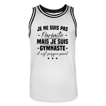 Je ne suis pas parfaite mais je suis gymnaste - Maillot de basket Homme - blanc/noir - Devant - AI Model Male 185 dark (185cm)