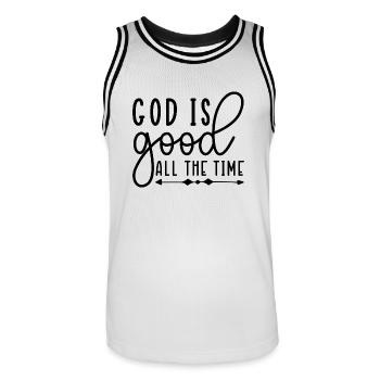 God is good, always - Men's Basketball Jersey - white/black - Front - AI Model Male 185 dark (185cm)