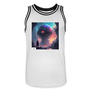 Dessin animé de la vie de la fourchette - Maillot de basket Homme - blanc/noir - Devant - AI Model Male 185 dark (185cm)