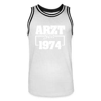 19 - Männer Basketball-Trikot - Weiß/Schwarz - Vorne - AI Model Male 185 dark (185cm)