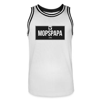 Mopspapa - Männer Basketball-Trikot - Weiß/Schwarz - Vorne - AI Model Male 185 dark (185cm)