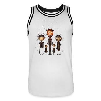 Mode créative et mystique - Famille de poupées vaudou - Maillot de basket Homme - blanc/noir - Devant - AI Model Male 185 dark (185cm)
