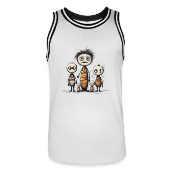 Mode citadine unique - Vêtements de poupée vaudou - Maillot de basket Homme - blanc/noir - Devant - AI Model Male 185 dark (185cm)
