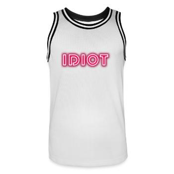 Idiot Geschenkidee - Männer Basketball-Trikot - Weiß/Schwarz - Vorne - AI Model Male 185 dark (185cm)