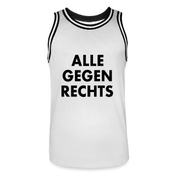 Alle gegen rechts - Männer Basketball-Trikot - Weiß/Schwarz - Vorne - AI Model Male 185 dark (185cm)