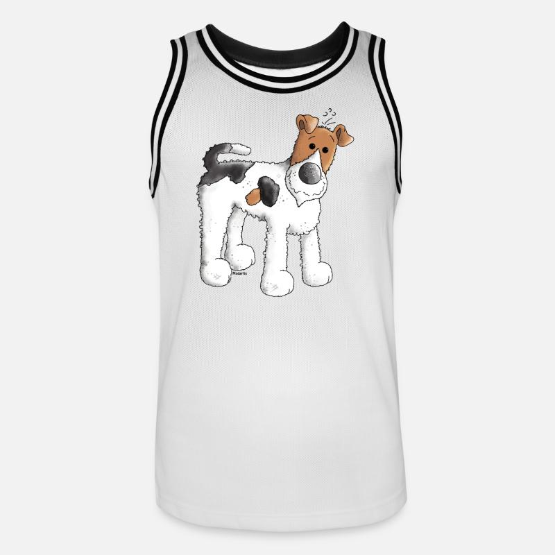 Divertente Fox Terrier - Cane - Cani - Maglia da basket per uomo - bianco/nero