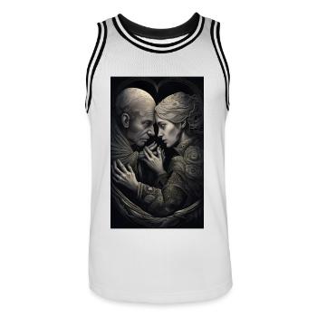 Elderly love in a grim time - Men's Basketball Jersey - white/black - Front - AI Model Male 185 dark (185cm)