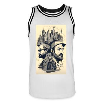 LGBTQ+ family in ink - Men's Basketball Jersey - white/black - Front - AI Model Male 185 dark (185cm)