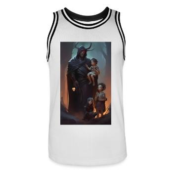 Medieval fantasy guarding father scene - Men's Basketball Jersey - white/black - Front - AI Model Male 185 dark (185cm)