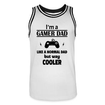 Ich bin ein Gamer-Papa wie normale Papas - Männer Basketball-Trikot - Weiß/Schwarz - Vorne - AI Model Male 185 dark (185cm)