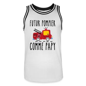 Futur pompier cadeau humour - Maillot de basket Homme - blanc/noir - Devant - AI Model Male 185 dark (185cm)