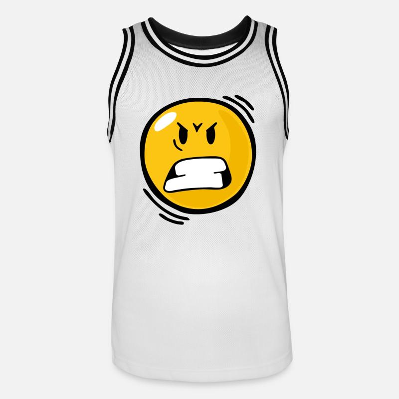 Smiley Anger - Maglia da basket per uomo - bianco/nero