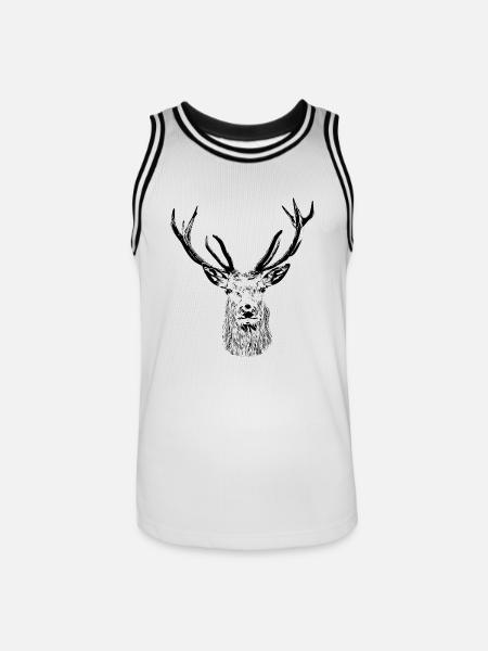 Majestätischer Hirsch – Wild und Elegant - Männer Basketball-Trikot - Weiß/Schwarz