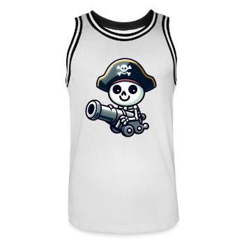Piratenschädel - Skelett Schatz - Männer Basketball-Trikot - Weiß/Schwarz - Vorne - AI Model Male 185 dark (185cm)