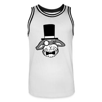 Mr. Bunny Gentleman Chapeau haut de forme Monocle Lunettes - Maillot de basket Homme - blanc/noir - Devant - AI Model Male 185 dark (185cm)