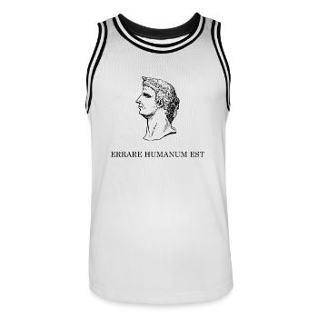 to err is human black - Men's Basketball Jersey - white/black - Front - AI Model Male 185 dark (185cm)