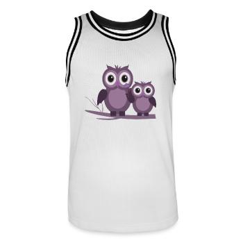 zwei Eulen Lila Pflaume Flieder - Männer Basketball-Trikot - Weiß/Schwarz - Vorne - AI Model Male 185 dark (185cm)