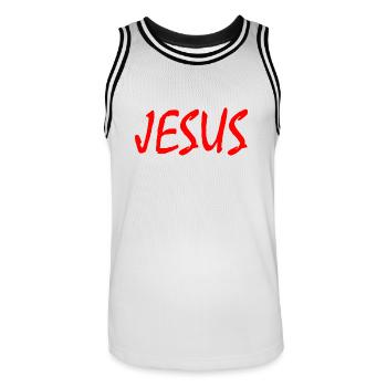 Jesus - Maillot de basket Homme - blanc/noir - Devant - AI Model Male 185 dark (185cm)