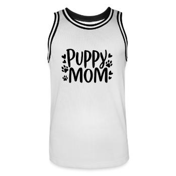 chiot chien - Maillot de basket Homme - blanc/noir - Devant - AI Model Male 185 dark (185cm)
