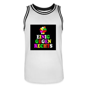 Einig gegen rechts - Männer Basketball-Trikot - Weiß/Schwarz - Vorne - AI Model Male 185 dark (185cm)