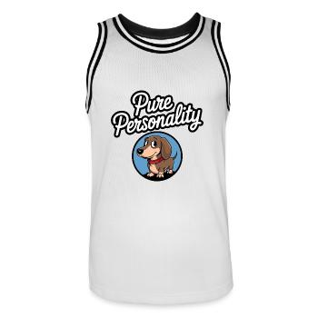 Dackel ist pure Persönlichkeit Dackelportrait - Männer Basketball-Trikot - Weiß/Schwarz - Vorne - AI Model Male 185 dark (185cm)