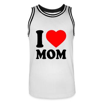 I love mom - Men's Basketball Jersey - white/black - Front - AI Model Male 185 dark (185cm)