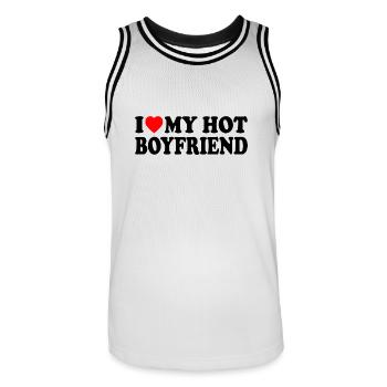 i love my hot boyfriend - Men's Basketball Jersey - white/black - Front - AI Model Male 185 dark (185cm)