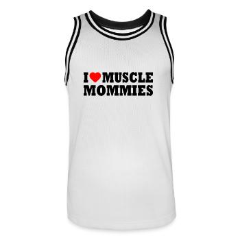 I love muscle mommies - Maillot de basket Homme - blanc/noir - Devant - AI Model Male 185 dark (185cm)