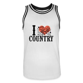 I like country music - Men's Basketball Jersey - white/black - Front - AI Model Male 185 dark (185cm)