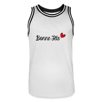 BONNE FÊTE. FÊTE DES MÈRES. FÊTE DES PÈRES. FÊTE - Maillot de basket Homme - blanc/noir - Devant - AI Model Male 185 dark (185cm)