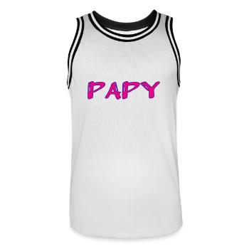 PAPY. FÊTE DES PÈRES. BONNE FÊTE PAPY. JE T'AIME. - Maillot de basket Homme - blanc/noir - Devant - AI Model Male 185 dark (185cm)