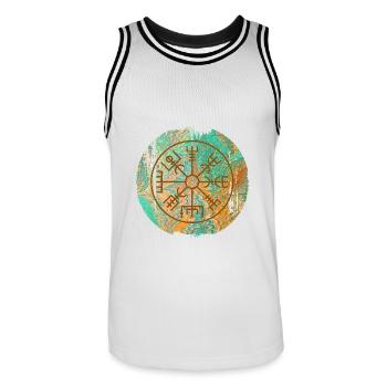Vegvisir E 36 - Men's Basketball Jersey - white/black - Front - AI Model Male 185 dark (185cm)