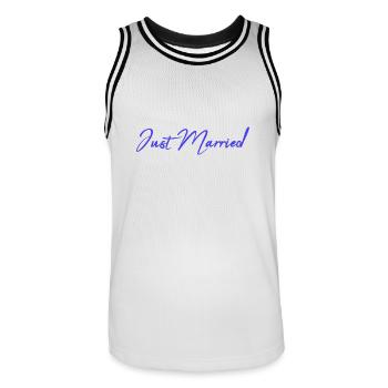 ICH HABE GERADE GEHEIRATET. Junggesellinnenabschied. HEILIGER VALENTINSTAG. PAAR - Männer Basketball-Trikot - Weiß/Schwarz - Vorne - AI Model Male 185 dark (185cm)