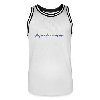 JOYEUX ANNIVERSAIRE. HAPPY BIRTHDAY. ANNIVERSAIRE. - Maillot de basket Homme - blanc/noir - Devant - AI Model Male 185 dark (185cm)