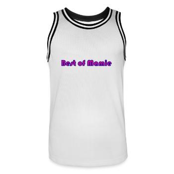 MAMIE. FÊTE DES MÈRES. BONNE FÊTE MAMIE. JE T'AIME - Maillot de basket Homme - blanc/noir - Devant - AI Model Male 185 dark (185cm)