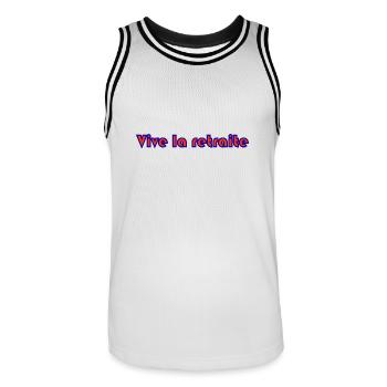 RETRAITE. RETRAITE. RETRAITEE. SENIOR. MAMIE. PAPY - Maillot de basket Homme - blanc/noir - Devant - AI Model Male 185 dark (185cm)