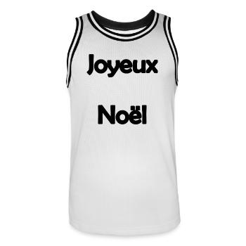 NOËL. ANNEE. ANNIVERSAIRE. RETRAITE. PAPA. MAMAM. - Maillot de basket Homme - blanc/noir - Devant - AI Model Male 185 dark (185cm)