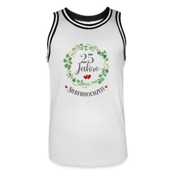 25 Jahre Verheiratet Silber Ehe 25. Silberhochzeit - Männer Basketball-Trikot - Weiß/Schwarz - Vorne - AI Model Male 185 dark (185cm)