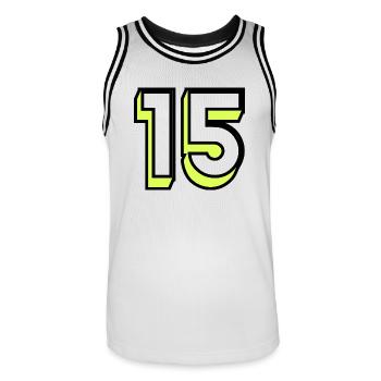 15. 15 YEARS. 15th ANNIVERSARY. BIRTHDAY 15 YEARS. - Men's Basketball Jersey - white/black - Front - AI Model Male 185 dark (185cm)