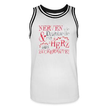 257 Herz Zuckerwatte - Männer Basketball-Trikot - Weiß/Schwarz - Vorne - AI Model Male 185 dark (185cm)